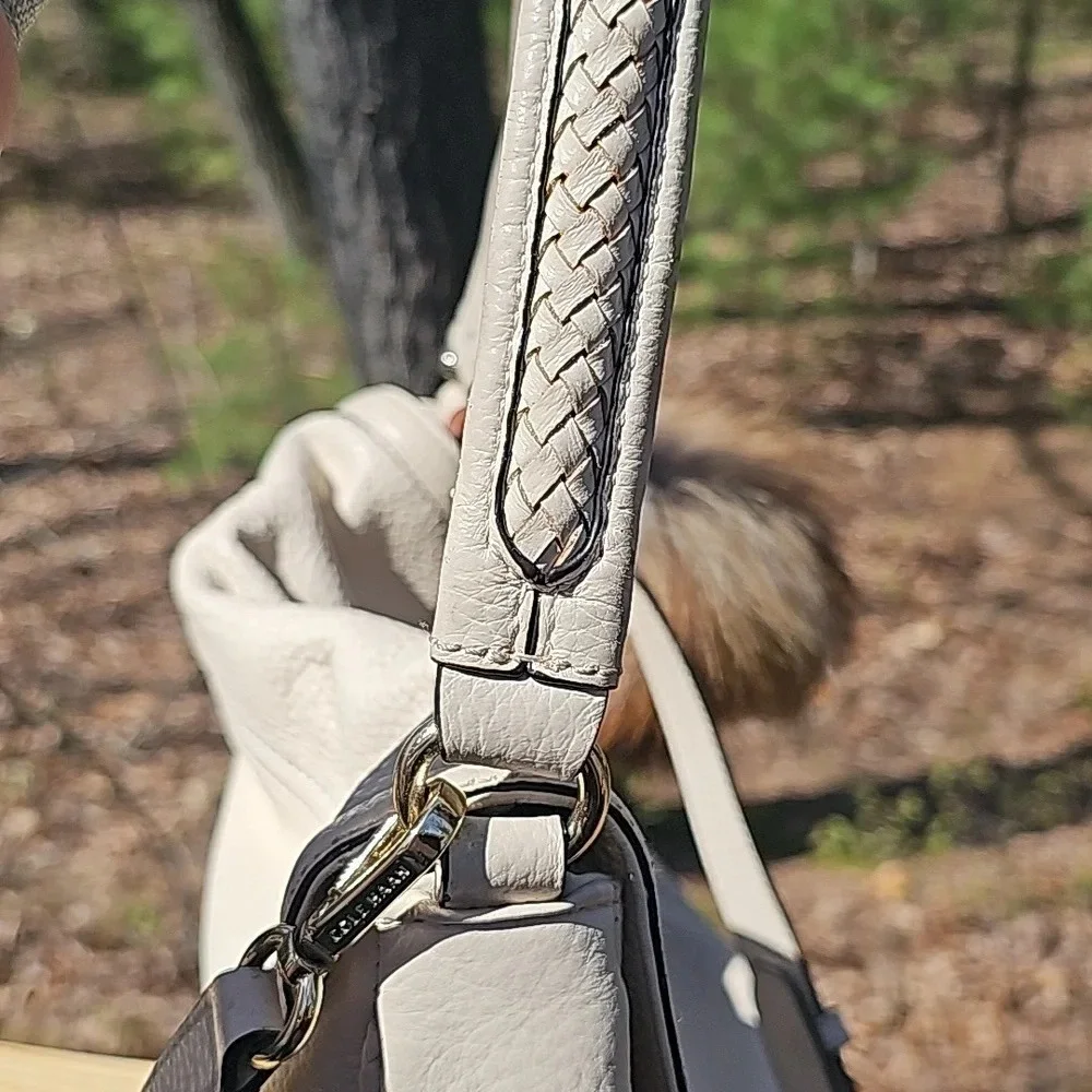 Cole Haan crossbody with fox pom